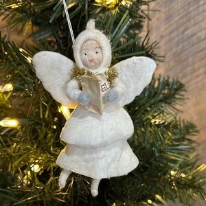 Cotton Batting Angel Christmas Ornament With Songbook Antique Huebach Inspired